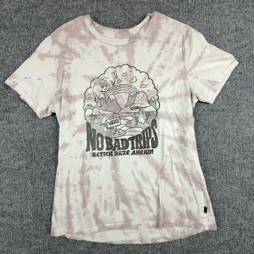Vans Shirt Womens Medium Pink Tie Dye No Bad Trips Graphic Tee Psychedelic‎